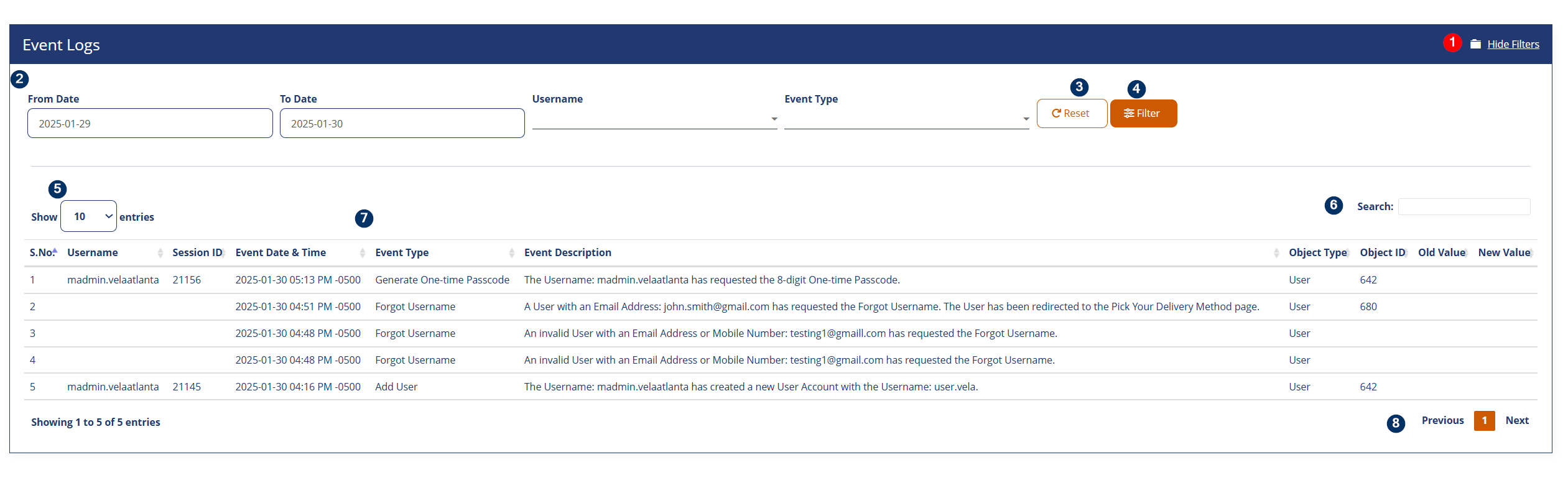 Events Logs