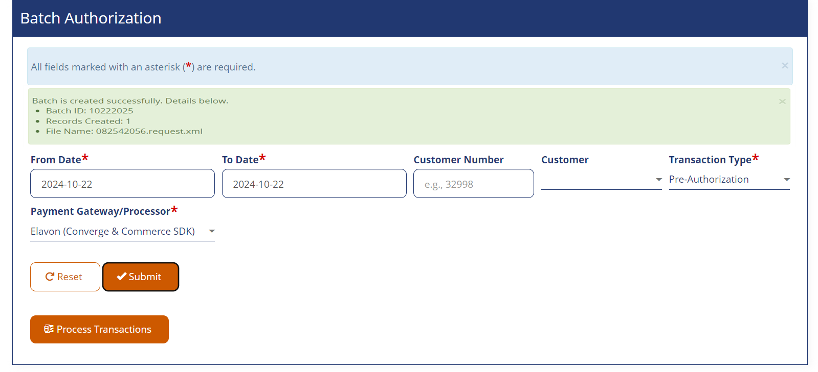 Batch Authorization
