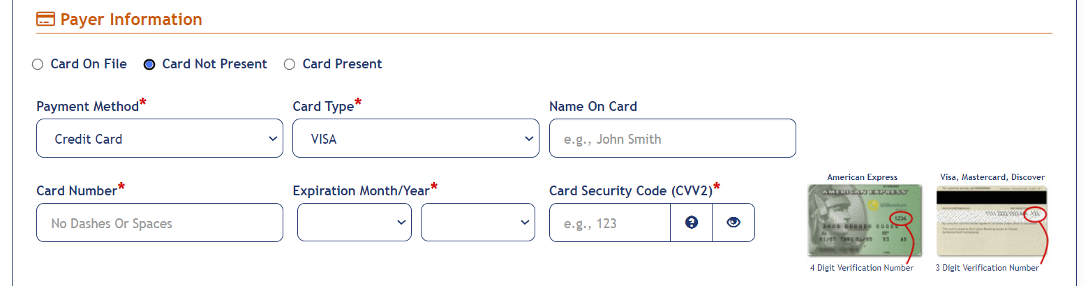 make A Payment page