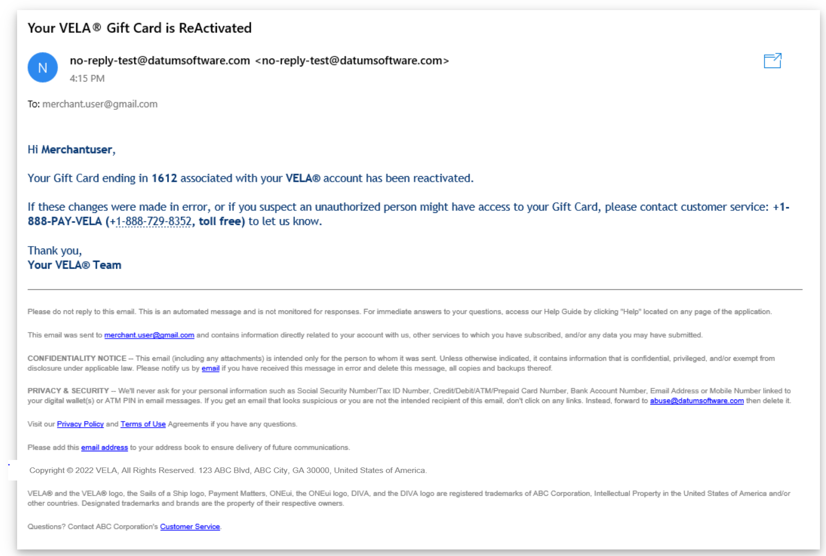 Reactivate Gift Card