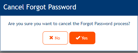 Forgot Password cancel popup