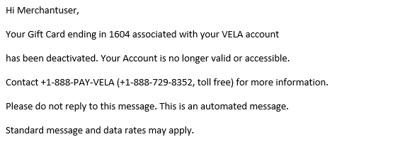 Deactivate Gift Card