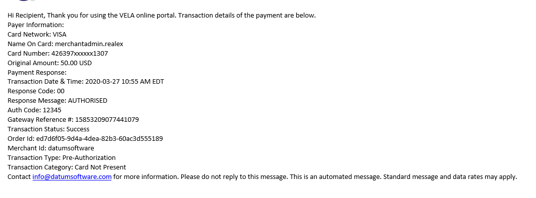 Recipient Text Message