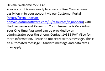 Welcome Text Message